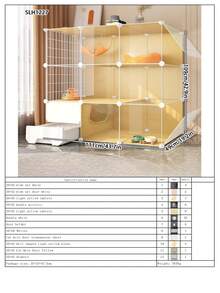 All-In-One Cat Cage, Litter Box, And Cat House, Indoor Cat Villa, Space-Saving Cat Condo - Multicolor - View 24