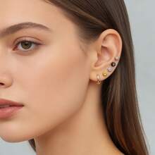 4-Pair 316L Stainless Steel Screw Back Flat Stud Earrings, 18K 5A Cubic Zirconia Double-Sided Stud Earrings, Cartilage Earrings, Elegant & Versatile, Gold/Silver/Rose Gold/Black Mixed, Suitable For Daily Wear, Parties, Holidays, Gifts, Unisex