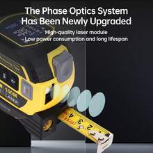 Cinta Métrica Láser 2 en 1, Medidor Láser 100M y Flexometro 5M, Puede Medir Pitagórico, Distancia, Área y Volumen, Pantalla LCD en Color, Alta Precisión ±2 mm, IP54 - amarillo y negro - Ver 5