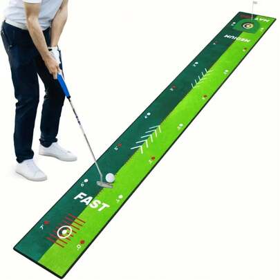 Thảm tập putt golf 2 tốc độ, bề mặt cỏ thật, đế cao su chống trượt - Sử dụng trong nhà/ngoài trời, thiết kế di động, dễ cuộn, phù hợp cho gia đình, văn phòng hoặc du lịch, trò chơi nhiều người chơi, phù hợp với mọi trình độ, thảm tập swing.