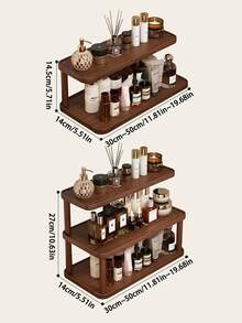 1个复古木质桌面收纳架，多层化妆品收纳架，多功能家居收纳架，厨房调料架，杯/马克杯架，开放式收纳口红、香水、茶/咖啡杯、调料 - 节省空间的台面展示架 - 彩色 - 查看 9