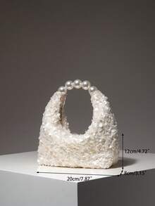 Women's Handbag, Glitter Bag, Pearl Bag, Party Dress, Ball Gown Bag, Ball Gown Accessories, Wedding Supplies, Elegant Women's Wallet, Women's Gift, Valentine's Day (Random Pattern) - Beige - View 7