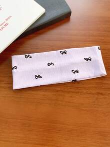4pcs Cute Bow Ribbed Headband Set! Black, White, Gray 3 Colors, Butterfly Print Design Simple Yet Sweet, Suitable For Daily Wear And Sports