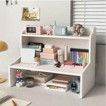 1 Piece Large Desktop Storage Box, Minimalist And Fashionable Multifunctional Desk Shelf For Bedroom And Office Use - White - View 8