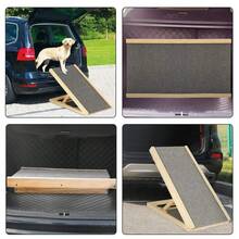 Adjustable Wooden Dog Ramp With 2 Height Settings, Non-Slip Carpet Pet Stair For Cars, Small Dogs, Puppies & Senior Pets, Travel-Friendly Multipurpose Dog Ladder - 70cm*35cm - View 6