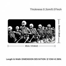 1pc Funny Cute Skeleton Gaming Mouse Pad With Non-Slip Rubber Base, Large Anime Black Goth Style Mouse Mat With Stitched Edges, Long Keyboard Pad For Home And Office - Black and White - View 13