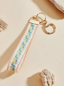 1pc Zinc Alloy Keychain, Keychain, Bag Charm, Double-Layer Ribbon Keychain, Woven Strap Keychain, Keychain Accessory, Wrist Keychain, Printed Webbing Keychain, Women's Car Keychain, Women's Bag Pendant Keychain, Universal Keychain, Women's Fashion Keychain (Slight Color Difference May Occur Due To Different Shooting Angles And Lighting, Actual Item Prevails.) - Baby Pink - View 9