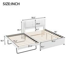 MERAX Full Size Upholstery Platform Bed With Trundle,Trundle Can Be Flat Or Erected - 米色 - 查看 4