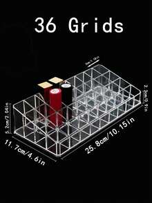 9/18/36 Slots Acrylic Makeup Organizer, Suitable For Lipsticks, Perfumes And Nail Polishes - Clear Cosmetic Display Holder, Great For Salon, Spa, Home Vanity, Decorative Storage, Grid Design Shelves, Ideal For Holiday, Beach, Bathroom, Bedroom, Large Capacity - Multicolor - View 10