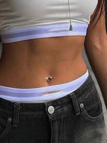 1件S925纯银蝴蝶螺旋肚脐环，时尚甜美，适合女性日常佩戴、约会、派对等场合。 - 單隻肚臍釘 - 查看 4