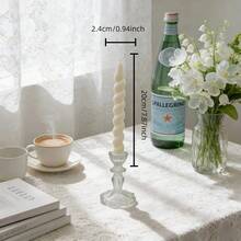 1pc White Long Stem Scented Candle (Candle Holder Not Included), Available In Various Shapes: Beaded, Twisted, Spiral, Wavy, And Striped. Made Of Smokeless Soy Wax, Suitable For Home Decor, Holiday Decor, Living Room Decor, Party Decor, Creating Romantic Ambiance, Candlelight Dinner, Photography Props, Wedding And Wedding Decor, Wedding Gifts, And Women Gifts. - Multicolor - View 13