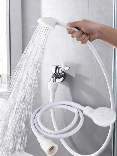 Vòi sen cầm tay dễ lắp đặt, bộ vòi sen đa chức năng màu trắng linh hoạt, vòi sen cầm tay bằng nhựa, nối dài vòi nước trực tiếp với kẹp cố định, phụ kiện vòi nước, đầu phun áp lực cao chống rò rỉ, thích hợp để tắm cho thú cưng, tưới cây và rửa xe, phụ kiện thiết yếu cho phòng tắm hiện đại và xe RV.