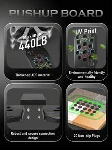 JKSHMYT Solid Push Up Board Home Workout Equipment Multi-Functional Pushup Stands System Fitness Floor Chest Muscle Exercise Professional Equipment Burn Fat Strength Training Arm Men & Women Weights - màu đen - Xem 5