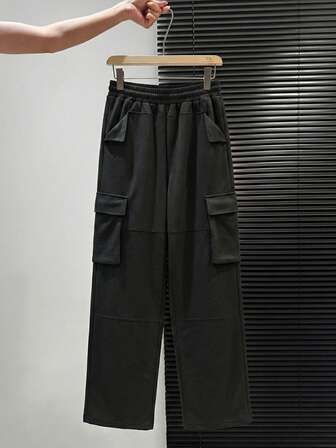 Women's High-Waisted Multi-Pocket Outdoor Trousers, Suitable For All Seasons. Loose-Fitting Straight-Leg Pants For Teen Girls, Made Of Elastic And Soft Fabric (Machine Washable), Suitable For Commuting, Outdoor Activities, And Sports.