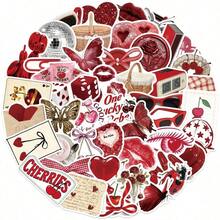 50pcs/Pack Vintage Cherry Y2K Girl Aesthetic Stickers, Cute Mysterious INS Retro Gothic Y2K Downtown Stickers, Popular Label Graffiti Stickers, 90s 80s Anime Cute Stickers, Interesting Aesthetic Label Stickers For Scrapbooking, Sealing, Stationery, Cards, Envelopes, Guitars, Instruments, Decorations, Gifts, Parties, Rewards, Motivation, New Year, Christmas - 彩色 - 查看 3