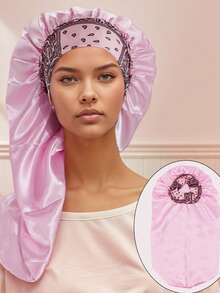 1pc Printed Silk Long Bonnets For Women,Satin Bonnet,Casual Comfortable Soft Sleep Cap Or Hart.Suitable For Sleeping.(The Print Pattern Is Random.) - Long Bonnet - Multi-colored - View 13