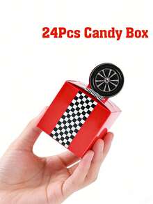 24pcs Racing Car Style Mini Gift Boxes, 3D Candy Boxes For Birthday Party Decoration, Racing Car Themed Gender Reveal Birthday Sports Family Holiday Party Favor Packaging Supplies - Racing - View 2