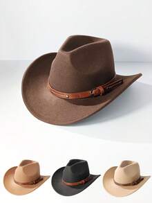 1 Women's Polyester Western Cowboy Hat, Unisex Vintage Style Hat, Silver Round Shape Decoration, Suitable For Daily Casual Wear, Western Cowboy Party, Bar Cowboy (One Size Fits All) - Multicolor - View 10