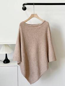 1pc Women's Solid Color Knitted Wool Blend Shawl Cardigan, Sun Protection, Warm, Elegant, Lady Style, Suitable For Indoor, Office, Travel, Outing, Spring, Autumn, Winter - Multicolor - View 14