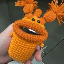 Handmade Sausage Shaped Earphone Case Key Protector Car Key Holder Home Key Pouch Bag Charm Mini Wallet Small Wallet Wallet Keychain For Women For Men Cute Wallet Coin Wallet - Yellow - View 3