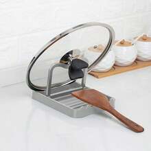 1 Set Stainless Steel Pot Lid Holder Rack, Including Spoon Holder And Pot Lid Rack, Kitchen Utensil Rack, Scraper Holder And Pot Mat, Stove Spoon Rack - Kitchen Organizer Rack, Suitable For Ladles And Tongs, Keeps Countertop Dry, Prevents Water Drips On Table (Random Style Shipped)