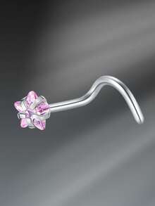 CIZME 1PC Nose Rings Studs Nose Studs Nose Rings, 18G 7mm Stainless Steel Cute Nostril Nose Piercing Jewelry Nose Screw Studs Nose Studs For Women, Pink CZ Round Square Star Heart CZ Bone Screw L Shaped Nose Studs - Nose Stud - View 14