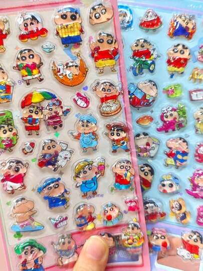 Crayon Shin-Chan DIY Stress Relief Stickers, Beautifully Designed, Suitable As Gifts For Friends, Fun Squishable Stickers, Phone Decoration Stickers, Cute Bubble Stickers, Water Transfer Stickers
