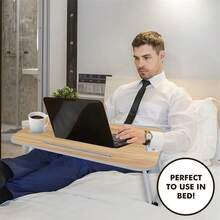 23 X 15 In Foldable Lap Desk,Sofa & Bed Table For Laptop Include IPad Slot And Cup Holder - wood - 查看 5