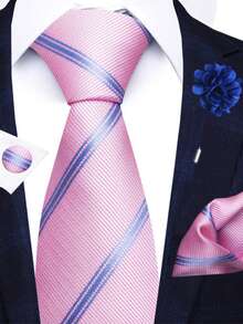 4-Piece Men's Fashion Business Tie Set Including Tie, Handkerchief, Cufflinks, Lapel Pin, 1200 High Density Wrinkle Resistant, Suitable For Weddings And Banquets, Best Gift For Boyfriend/Father - Color Mixing - View 14