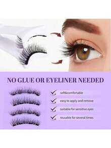 Magnetic Reusable False Eyelashes Set - Professional Eye Makeup Tools, Alcohol-Free, Fragrance-Free, Plastic Material False Eyelashes Set - Multicolor - View 5