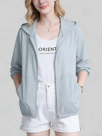 Gabardina de mujer Ropa de protección solar para mujer Camisetas de protección solar para verano Ropa nueva de corte ajustado para mujer Prendas de protección solar de manga larga aptas para madres Ropa exterior de moda para mujer Ropa de playa ligera y semitransparente Chaquetas de protección solar informales para vacaciones y viajes