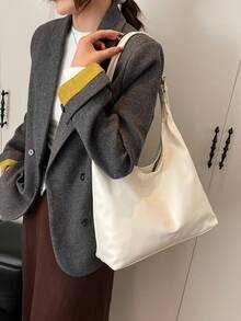 复古通勤纹理单肩包，新款韩版时尚腋下包，女士手提包 - 彩色 - 查看 8