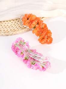 1pc Spring Floral Hair Clip, Boho Flower Side Claw Clip, Versatile Hairpin Accessory For Women - Multicolor - View 3