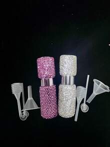 8毫升水钻咖啡豆研磨器防静电喷雾瓶，可重复灌装和使用的旅行香水喷雾器（空瓶），迷你须后水喷雾瓶，配有3个通用补充装容器，是学生返校、居家必备、情人节、度假的理想之选，粉色，旅行必备 - 彩色 - 查看 11