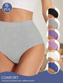MIOTAN 6 piezas/Paquete Bragas de mujer de talle bajo, diseño jacquard, sexy y cómodas - Multicolor - Ver 1