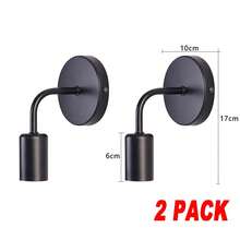 2 件装北欧现代壁灯，铁艺黑色，E27 灯头，室内照明，床头灯，卧室浴室灯，壁灯，工业风装饰 - 均碼 - 查看 9