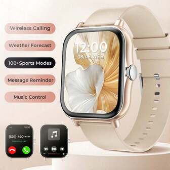 SIMSONLAB 2025 New Women's Smart Watch, Multi-Function Smartwatch, Supports Notification Alerts/Wireless Calling/Alarm, Fitness Tracker, Multiple Sport Modes, Weather Forecast, Fashionable Design, Ideal Valentine's Day Gift