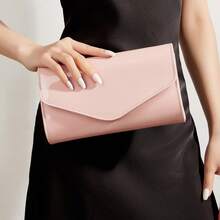 AIBBYDAR Women's Evening Bag, Solid Color Pink, PU Leather, Suitable For Evening Dress, Portable Cosmetic Bag, Crossbody Bag, Wallet, Envelope Bag, With Detachable Metal Chain, For Ball, Wedding Season, Party, Holiday Gathering, Carnival, Christmas, Halloween - Pink - View 10
