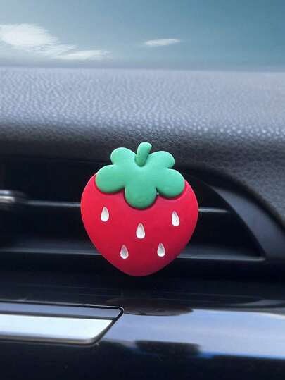 1 pieza Ambientador de coche con clip para rejilla de ventilación, decoración creativa con forma de fresa, fragancia suave y duradera, accesorio para el interior del coche