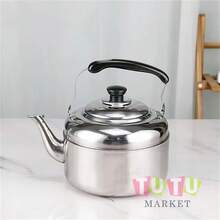 4L Tetera Silbante De Acero Inoxidable, Pulido Espejo, Asa Plegable, EbullicióN RáPida, Adecuado Para El Hogar Y La RestauracióN, Esencial Para La Temporada De Regreso A La Escuela, Tetera De Acero Inoxidable, Gran Capacidad, Olla Silbadora Para Uso En Estufas De InduccióN Y De Gas, Perfecta Para Uso En El Hogar Y En Restaurantes - Plateado - Ver 3