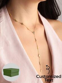 1件个性化拉丁文项链，可定制1-12个字母的名字，标准Y形字母名字项链，提升您的时尚品味，女士镀金名字项链 - 愛心款 - 查看 9
