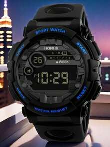 100% Quality Guaranteed100% Quality GuaranteedHONHX  Multifunctional Outdoor Sports Watch For Young People Water Resist Elegant Design For Students Digital Display - 62X - 66F Blue - View 2