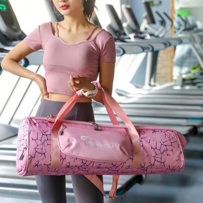 Pilates Mat Bag Patterned One Shoulder Yoga Bag Handheld Package Pilates Mat Storage Pouch Large Capacity,Yoga Mat Bag, Full Zip Cargo Yoga Mat Carrier Bag With Drawstring , Exercise Yoga Mat Carrier Holder Multi-Functional