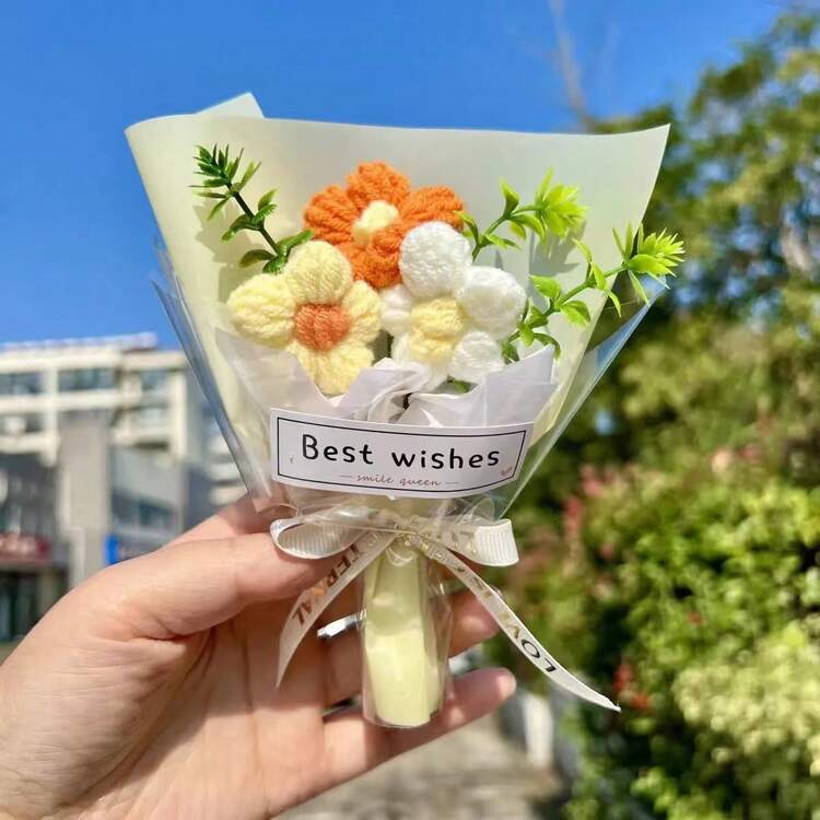 Nuevo ramo de flores artificiales de vida eterna en miniatura, un regalo pequeño ideal para el Día de la Mujer, cumpleaños, flores artificiales conmemorativas - Multicolor - Añade 9