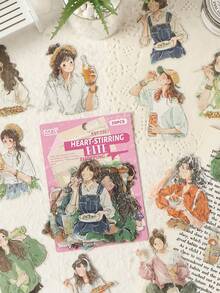 1 Pack Comfortable Life Series Waterproof Stickers, Character Sticker Sheets, Scrapbooking Supplies, DIY Planner Stickers - Multicolor - View 6