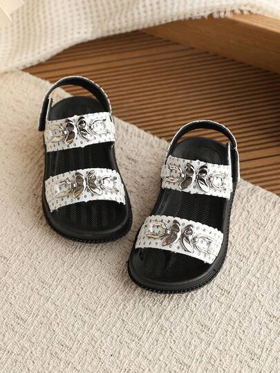 1双女童夏季新款软底时尚户外防滑平底凉鞋，幼儿/小童日常穿着百搭休闲沙滩凉鞋