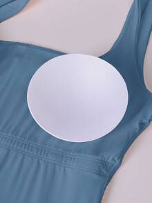 Aoqta Sports 女款休閒針織方領露背背心，內建胸墊，純色修身上衣，適合瑜伽、訓練、日常穿著 - 牛仔藍 - 查看 11