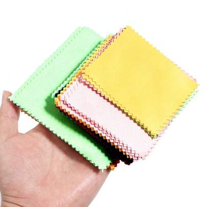 50pcs/Pack Colorful Square Cleaning Polishing Cloths, Anti-Oxidation Jewelry Silver Care Cloths, Double-Sided Microfiber Glasses Cleaning Cloths