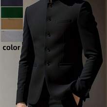 Men's Zhongshan Suit Jacket For Banquet And Business Occasions - màu đen - Xem 2