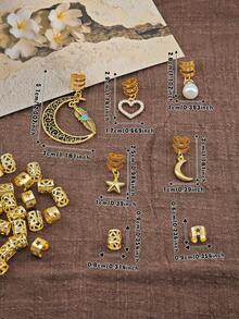 35件套女孩编织发饰组合 - 月亮星星发夹，时尚个性化编织装饰，金属吊坠，Y2K朋克派对礼物，适合女孩，音乐节，派对，节日庆典